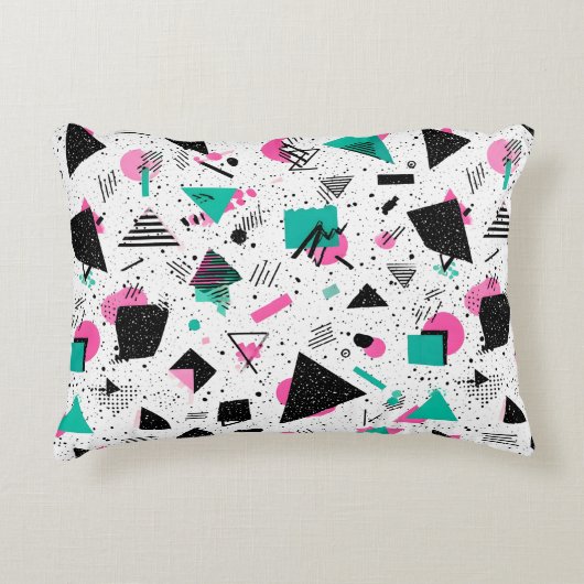 Retro Memphis Geometric Pattern アクセントクッション (正面)