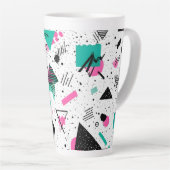 Retro Memphis Geometric Pattern カフェラテマグ (右アングル)