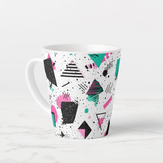 Retro Memphis Geometric Pattern カフェラテマグ (左アングル)