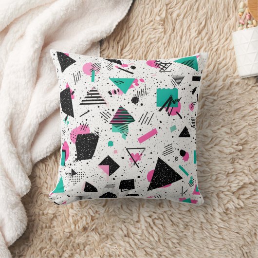 Retro Memphis Geometric Pattern クッション (ブランケット)