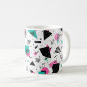 Retro Memphis Geometric Pattern コーヒーマグカップ (正面右)