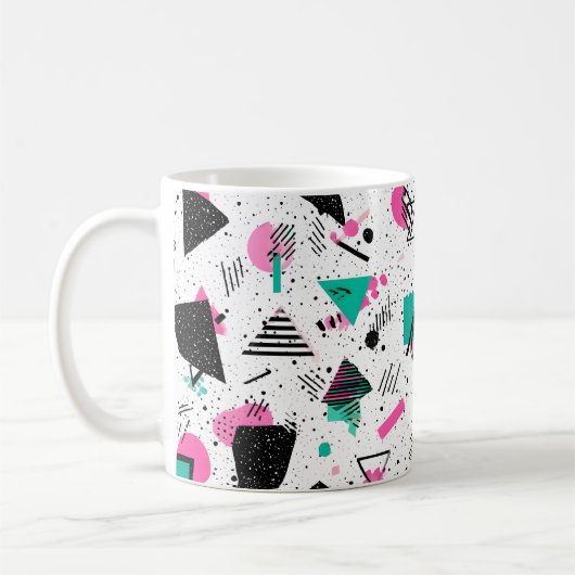 Retro Memphis Geometric Pattern コーヒーマグカップ (左)