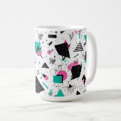 Retro Memphis Geometric Pattern コーヒーマグカップ (正面右)