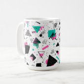 Retro Memphis Geometric Pattern コーヒーマグカップ (正面左)