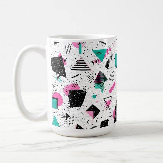 Retro Memphis Geometric Pattern コーヒーマグカップ (左)