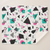 Retro Memphis Geometric Pattern シェルパブランケット (正面(横))