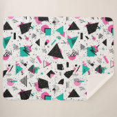 Retro Memphis Geometric Pattern シェルパブランケット (正面(横))