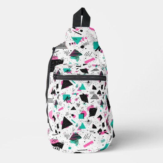 Retro Memphis Geometric Pattern スリングバッグ (正面)