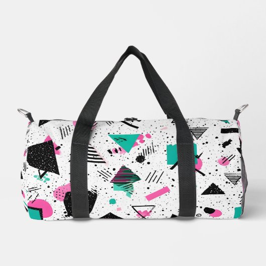 Retro Memphis Geometric Pattern ダッフルバッグ (正面)
