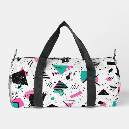 Retro Memphis Geometric Pattern ダッフルバッグ (裏面)