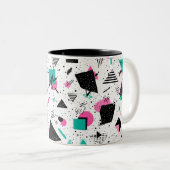 Retro Memphis Geometric Pattern ツートーンマグカップ (正面右)