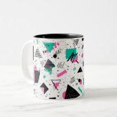 Retro Memphis Geometric Pattern ツートーンマグカップ (正面左)