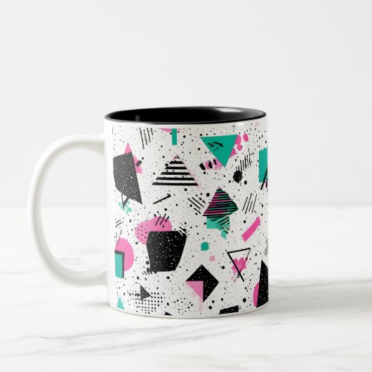Retro Memphis Geometric Pattern ツートーンマグカップ (左)