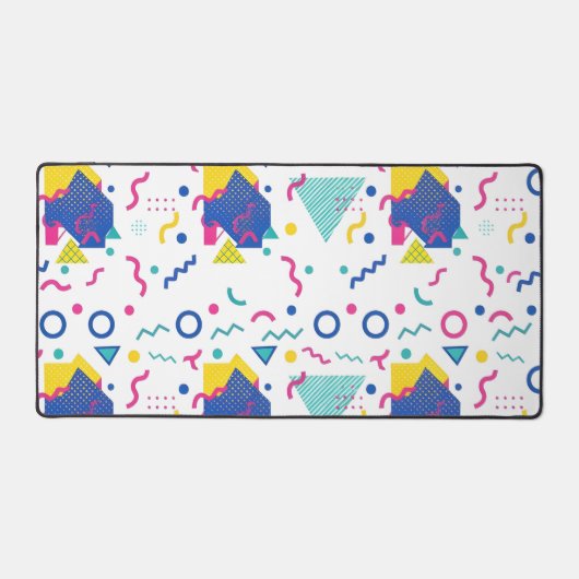 Retro Memphis Geometric Pattern デスクマット (正面)