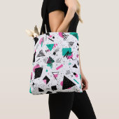 Retro Memphis Geometric Pattern トートバッグ (クローズアップ)