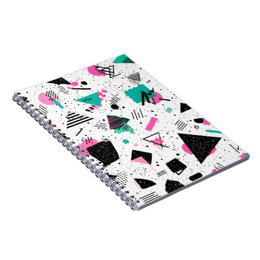 Retro Memphis Geometric Pattern ノートブック (右側)