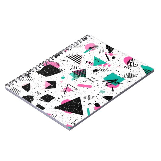 Retro Memphis Geometric Pattern ノートブック (左側)