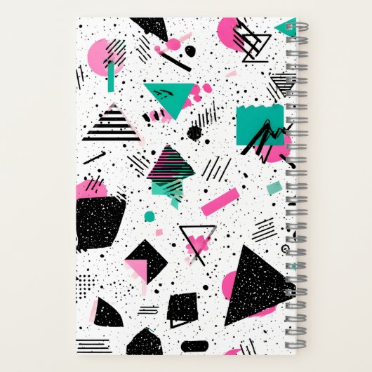 Retro Memphis Geometric Pattern ノートブック (裏面)