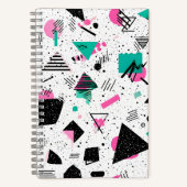 Retro Memphis Geometric Pattern ノートブック (正面)