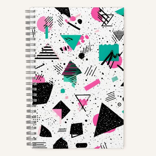 Retro Memphis Geometric Pattern ノートブック (正面)