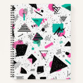 Retro Memphis Geometric Pattern ノートブック (正面)