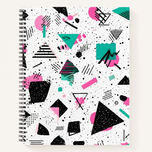 Retro Memphis Geometric Pattern ノートブック (正面)