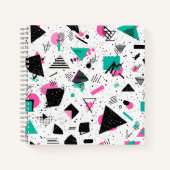 Retro Memphis Geometric Pattern ノートブック (正面)