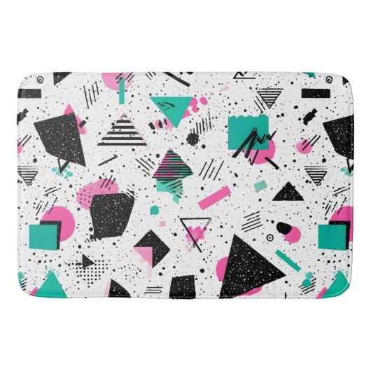 Retro Memphis Geometric Pattern バスマット (正面)