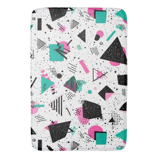 Retro Memphis Geometric Pattern バスマット (正面縦)