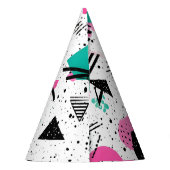 Retro Memphis Geometric Pattern パーティーハット (裏面)