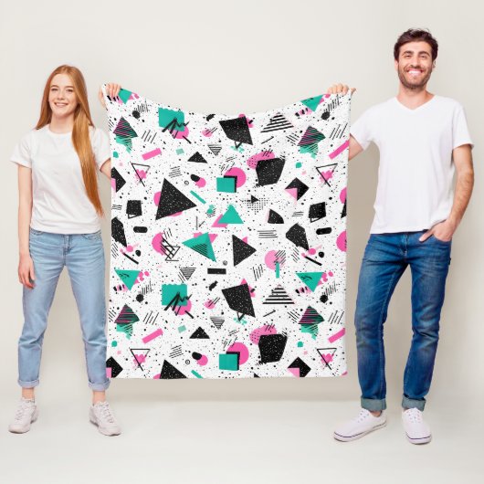 Retro Memphis Geometric Pattern フリースブランケット (インサイチュ)