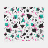 Retro Memphis Geometric Pattern フリースブランケット (正面(横))