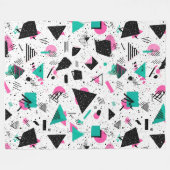 Retro Memphis Geometric Pattern フリースブランケット (正面(横))