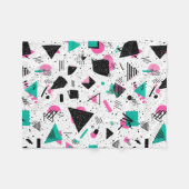 Retro Memphis Geometric Pattern フリースブランケット (正面(横))