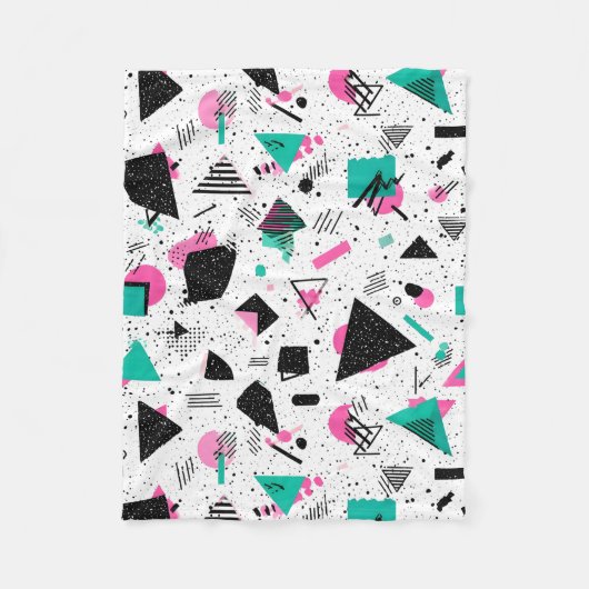 Retro Memphis Geometric Pattern フリースブランケット (正面)