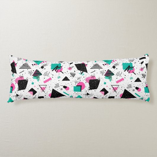 Retro Memphis Geometric Pattern ボディピロー (正面)
