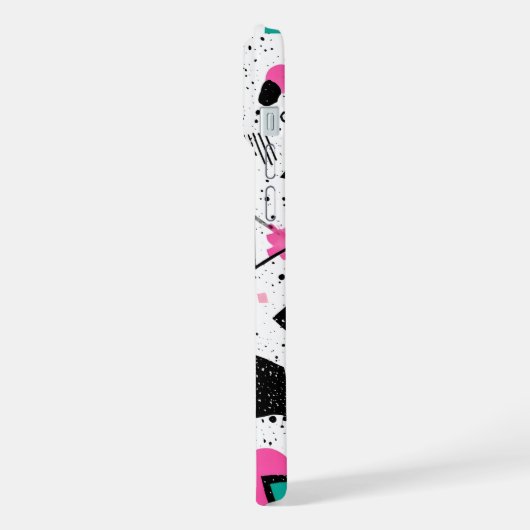 Retro Memphis Geometric Pattern iPhoneケース (左側面)