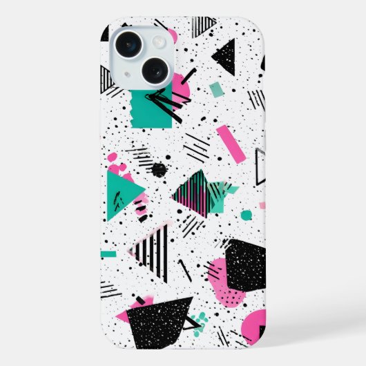 Retro Memphis Geometric Pattern iPhoneケース (裏面)