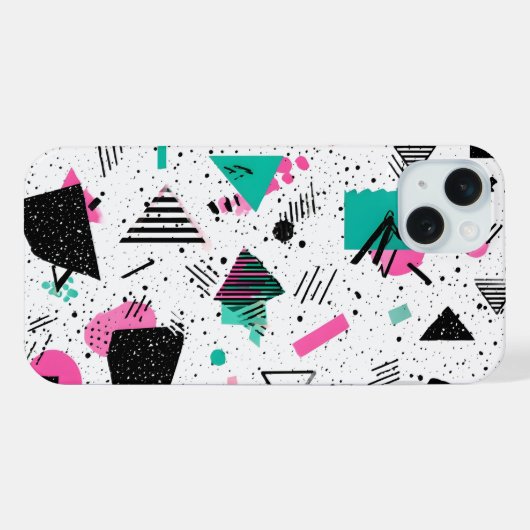 Retro Memphis Geometric Pattern iPhoneケース (裏面横)