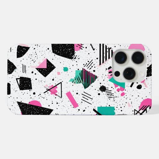 Retro Memphis Geometric Pattern iPhoneケース (裏面横)