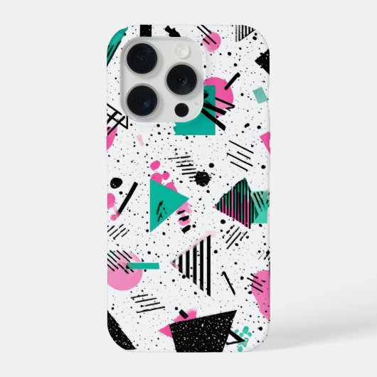 Retro Memphis Geometric Pattern iPhoneケース (裏面)