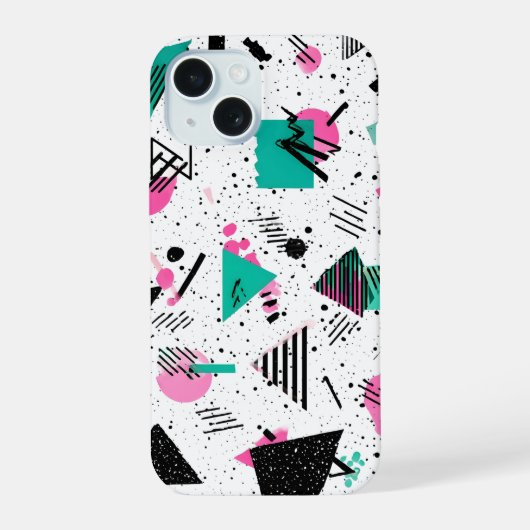 Retro Memphis Geometric Pattern iPhone 15ケース (裏面)