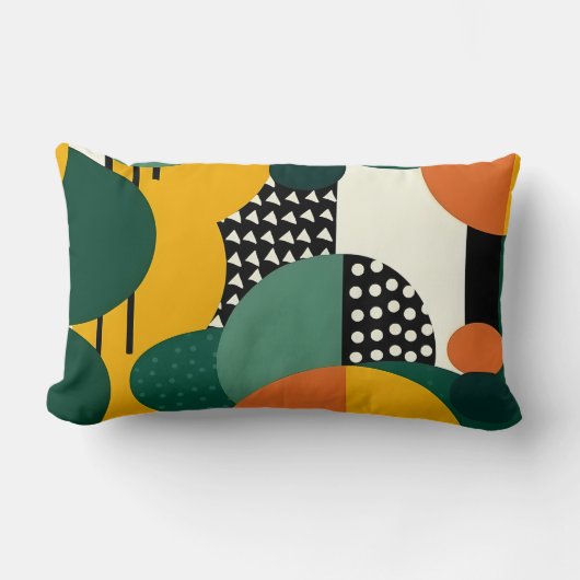 Retro Memphis Geometric Pillow ランバークッション (正面)
