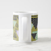 Retro Memphis Style Geometric Triangles Art Mug ジャンボコーヒーマグカップ (裏面)