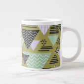 Retro Memphis Style Geometric Triangles Art Mug ジャンボコーヒーマグカップ (右)