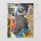 Retro men working Mixed media collage ポストカード (正面)