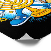 Retro Menorah Playing Softll Happy Hanukkah Pjs Bo ポスター (角)