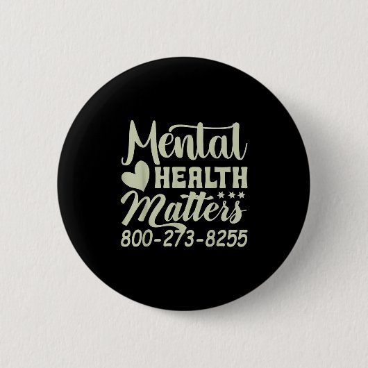 Retro Mental Health S 800-273-8255 Awareness  缶バッジ (正面)