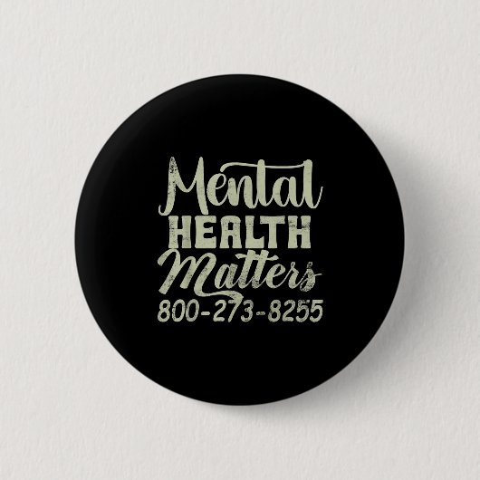 Retro Mental Health S 800-273-8255 Awareness  缶バッジ (正面)