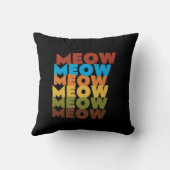 Retro Meow Typography Cat Lover Pillow クッション (裏面)